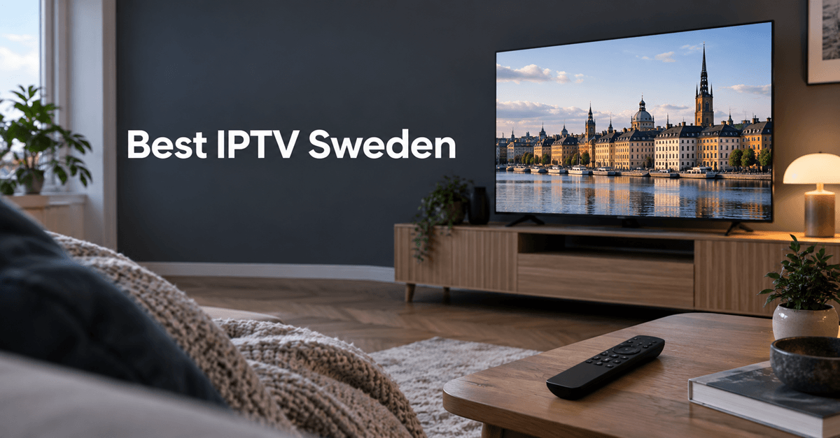 Best IPTV Sweden with Stockholm waterfront on a home television